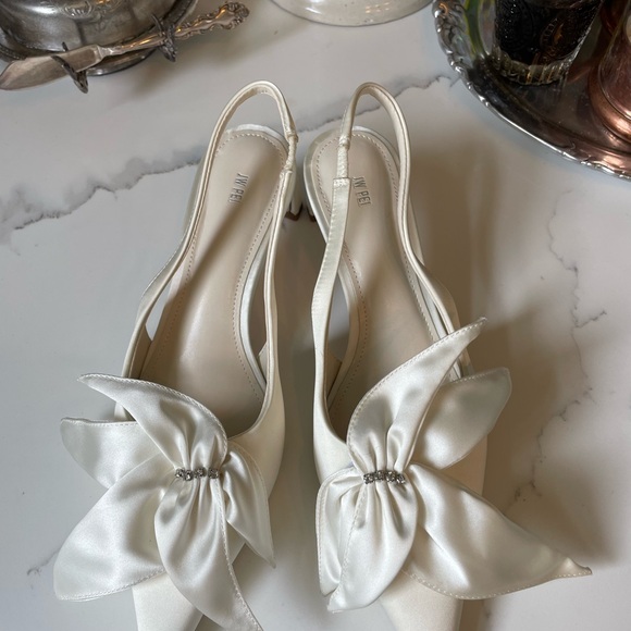 JW PEI Satin Slingback Heels in Cream - Picture 4 of 9